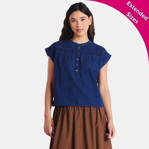 Pintuck Blouse, Indigo